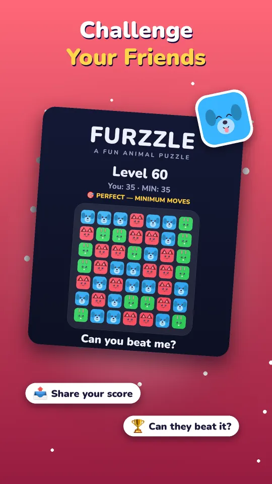 A shareable result card that asks: Can you beat me?